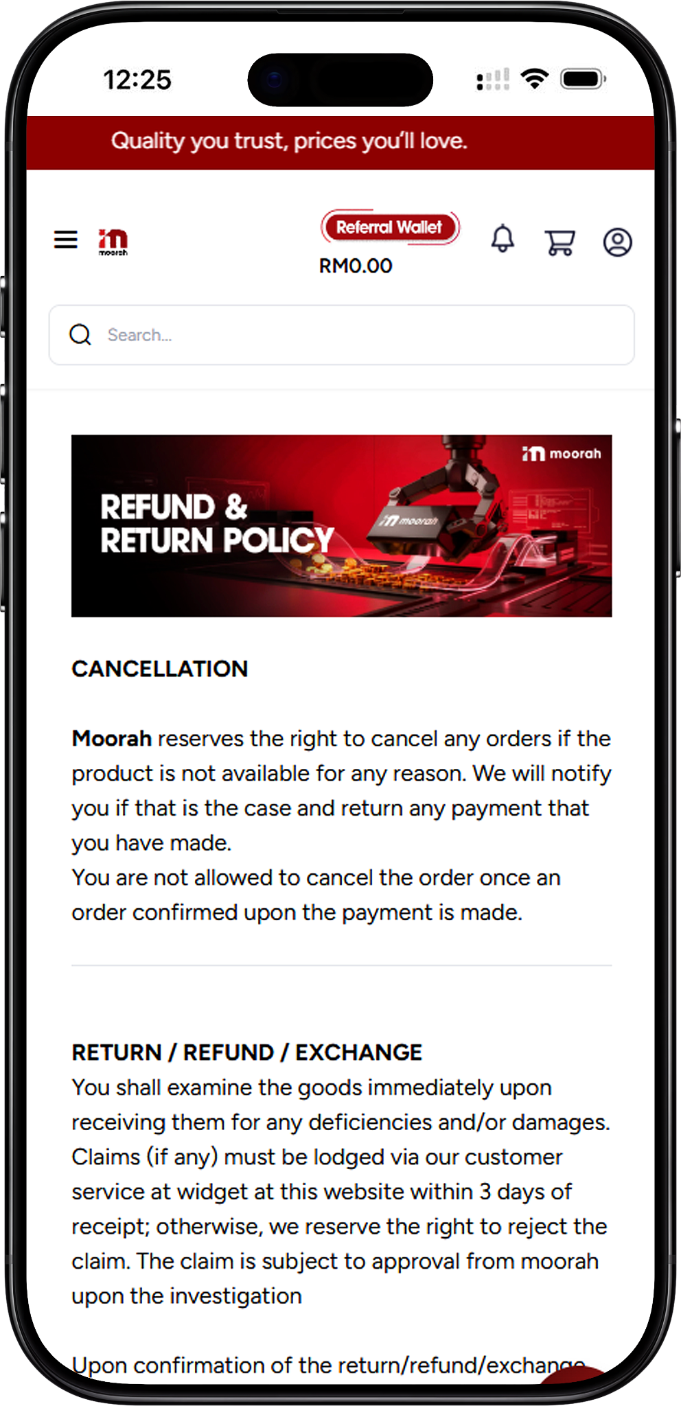 Moorah Returns and Refund Policy Overview